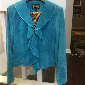 Turquoise genuine suede jacket M